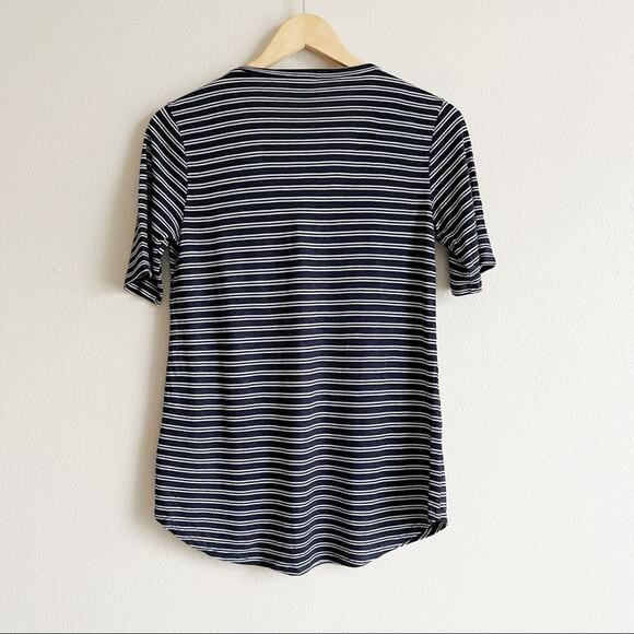 Splendid Navy And White Stripe Scoop Neck Knit Tee Size XS - Picture 2 of 5